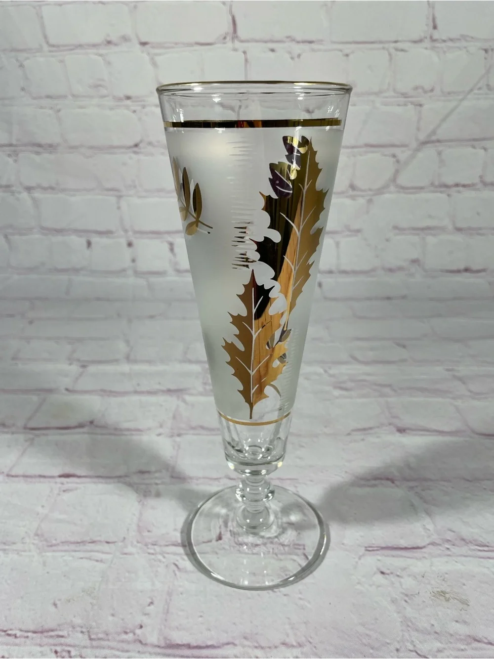 Vintage Libbey Golden Foliage 22K Gold Glass Pilsner Glasses Set of 4